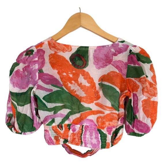 Banjanan Floral Aurora Top Short Sleeves V Neck XS - Picture 7 of 13